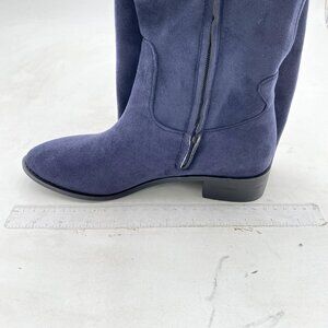 Navy Women Pointed Toe Comfortable Side Zipper Low Heel Over The Knee High Boots